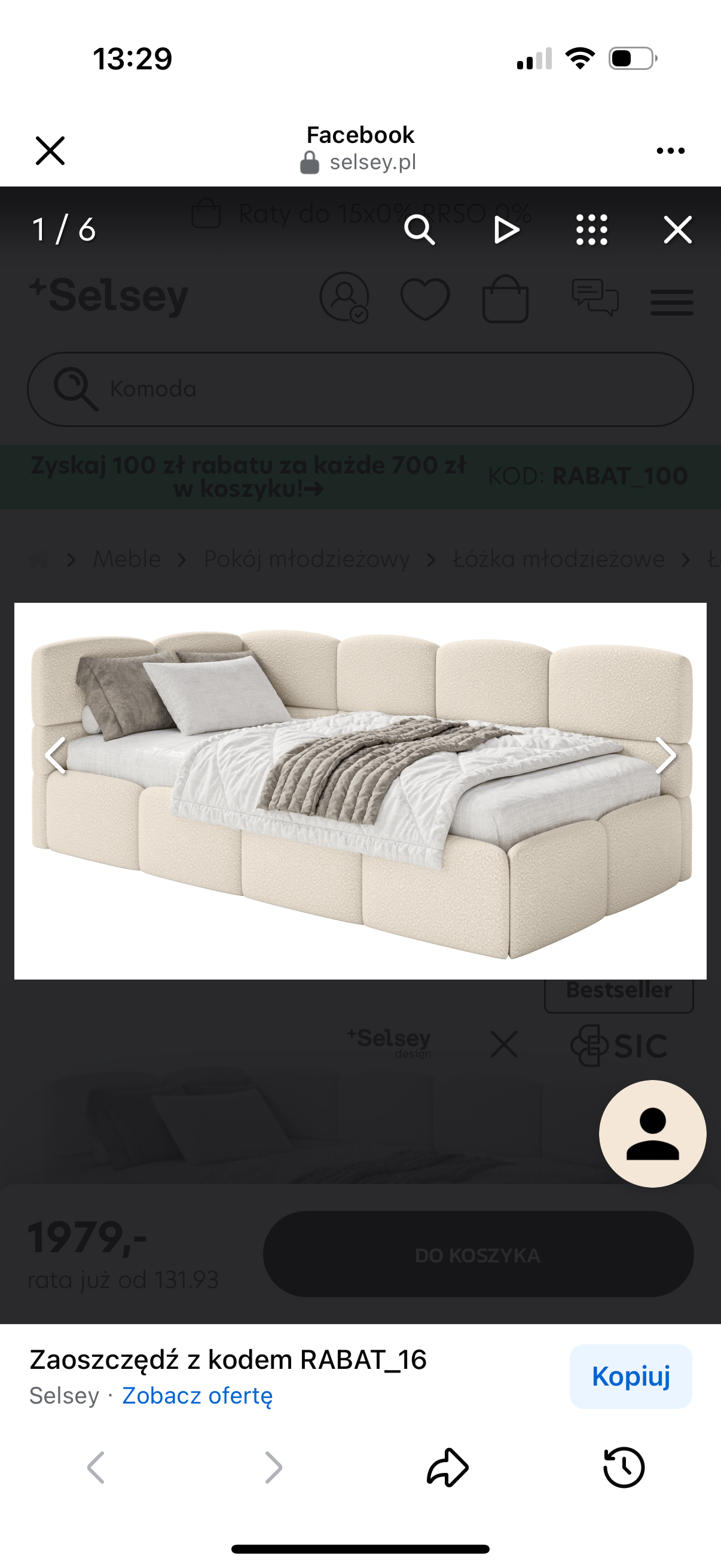 ŁÓŻKO CLOUDY 90x200cm